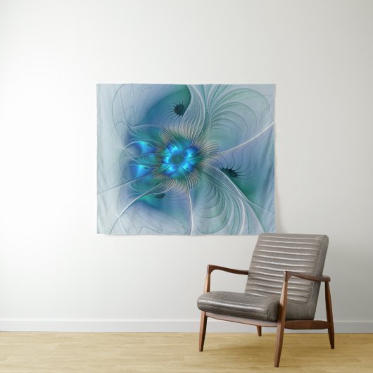 Stehende Räumlichkeiten, Abstraktes türkisfarbenes Wandteppich (Beispiel (Horizontal))