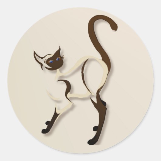 Stehende Siamese Kitty Stickers (Vorderseite)