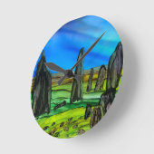 Stehende Steine Runde Wanduhr (Winkel)