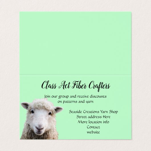 Stehende Visitenkarten für Schafe (Außenseite Aufgefaltet)
