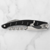 Stehende weiße Katze auf Piano Keys Musiknotens Bl Kellnermesser (Rückseite)