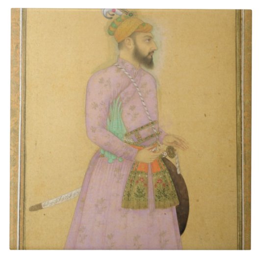 Stehende Zahl eines Mughal Prinzen, vom kleinen Fliese (Vorderseite)