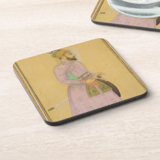 Stehende Zahl eines Mughal Prinzen, vom kleinen Getränkeuntersetzer (Linke Seite)