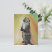 Stehender Fluss Otter Malerei Postkarte (Stehend Vorderseite)