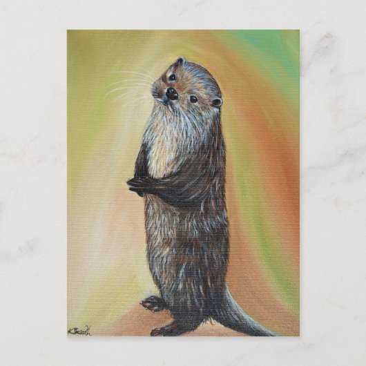 Stehender Fluss Otter Malerei Postkarte (Vorderseite)