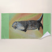 Stehender Fluss Otter Malerei Strandtuch (Vorderseite)