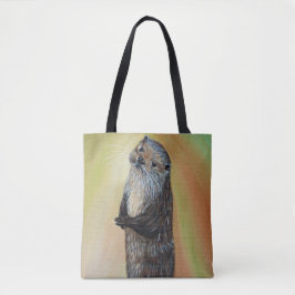 Stehender Fluss Otter Malerei Tasche