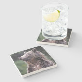 Stehender Grizzly-Bär Steinuntersetzer (Seitenansicht)