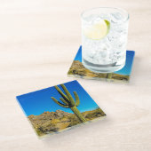 Stehender Kaktus Glasuntersetzer (Schrägansicht)