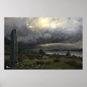 Stehender Stein bei Oban in Schottland - Poster