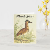 Stehender Vogel, Vintager Blick, "Danke!" Postkart Karte (Gelbe Blume)