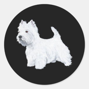Stehender Westie Runder Aufkleber