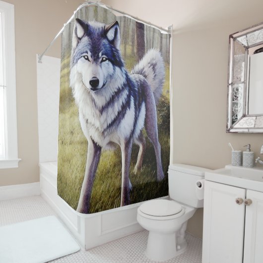 Stehender Wolf Duschvorhang (Beispiel)