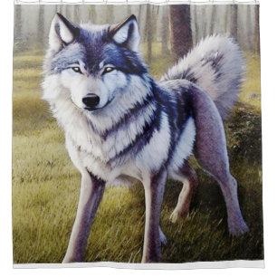Stehender Wolf Duschvorhang