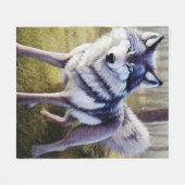 Stehender Wolf Fleecedecke (Vorderseite (Horizontal))
