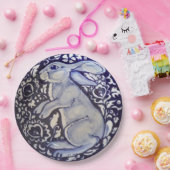 Stehendes Blau- und Weißkaninchen-Papierplatte Pappteller (Party)