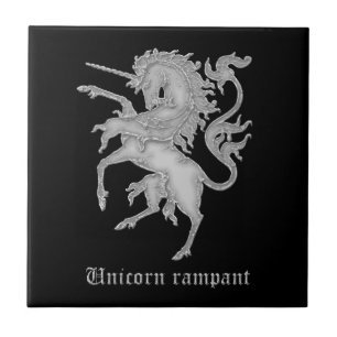 Stehendes Einhorn mittelalterliche Heraldik Fliese