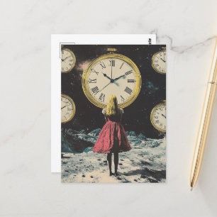 Stehendes Land in Time Surreal Pocket Watch Postkarte