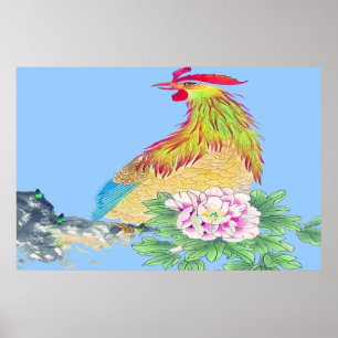 Stehendes Plakat-Rooster Zeichnend Poster
