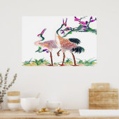 Stehendes rotes Kranposter Zeichne 2 Poster (Küche)