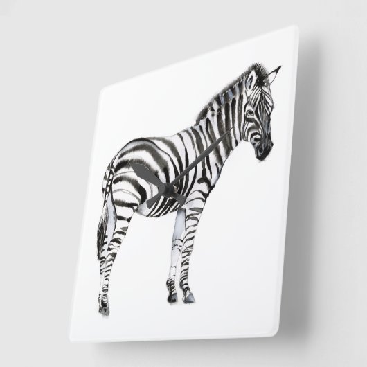 Stehendes Zebra Quadratische Wanduhr (Winkel)