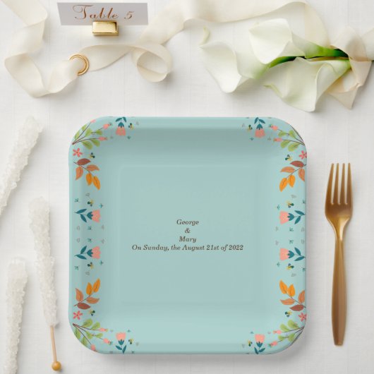 Stehlblau Pappteller (Hochzeit)