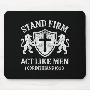 Steht fest und handelt wie Männer Löwenschild Fami Mousepad