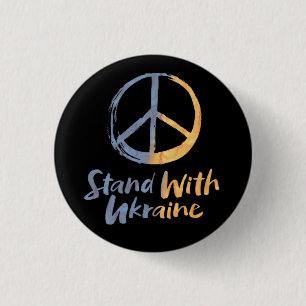 Steht mit der Ukraine - Friedenssymbol Zeichen Fre Button
