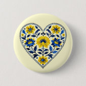 Steht mit Ukraine traditionelle Petrykiwka-Malerei Button (Vorderseite)