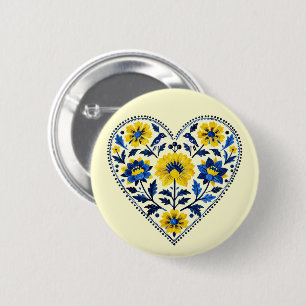Steht mit Ukraine traditionelle Petrykiwka-Malerei Button