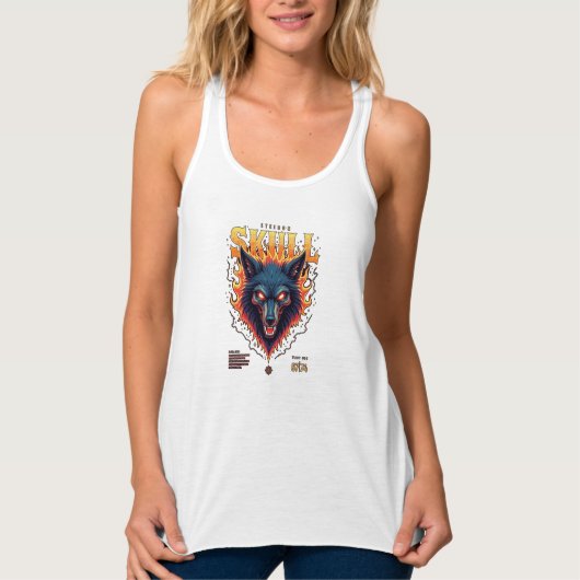 Steidon Skull - T-Shirt "Flaming Wolf" Tank Top (Vorderseite)
