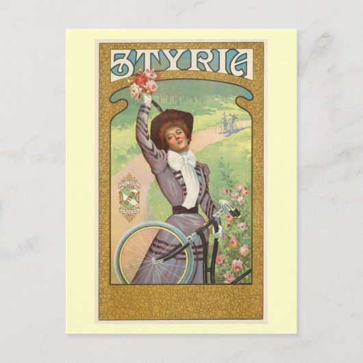 Steiermark, Frau mit Fahrrad, Circa 1895 Vintag Postkarte (Vorderseite)