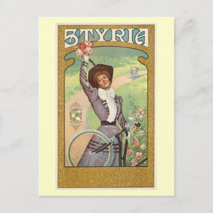 Steiermark, Frau mit Fahrrad, circa 1895 Vintage Postkarte