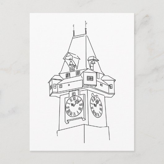 Steiermark Österreich Grazer Uhrturm Illustration Postkarte (Vorderseite)