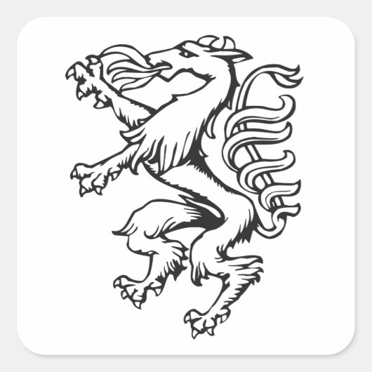 Steiermark Wappen Panther Lineart Österreich Quadratischer Aufkleber (Vorderseite)