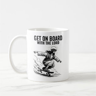 Steig ein mit dem Herrn - Skateboarding Jesus Kaffeetasse