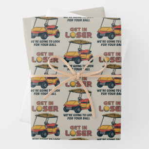 Steig ein Verlierer Vintage Lustiger Golfwagen Gol Geschenkpapier Set