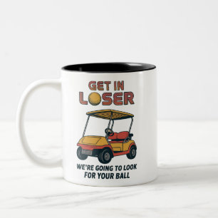 Steig ein Verlierer Vintage Lustiger Golfwagen Gol Zweifarbige Tasse