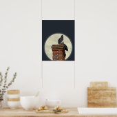 Steigbügel auf Kamin gegen Vollmond Poster (Küche)