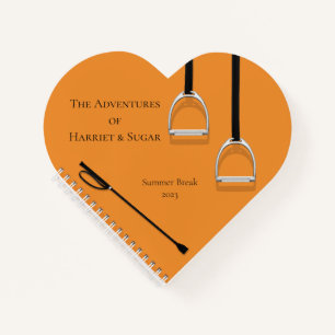 Steigbügel und orange Reitgerte Equestrian Heart Notizblock