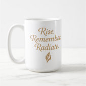 Steigen. Denk dran. Radieren. Kaffeetasse (Links)