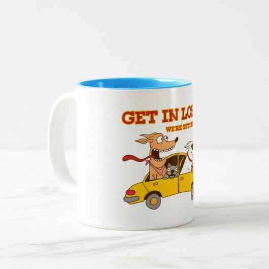 Steigen Sie ein in Zweifarbige Tasse (Vorderseite Links)