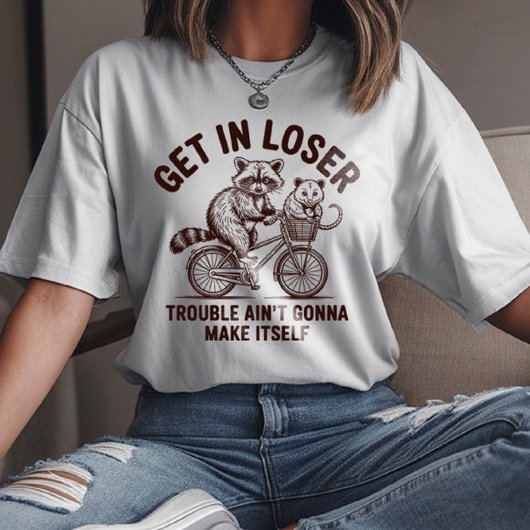 Steigen Sie in das Loser Raccoon Opossum Fahrrad e T-Shirt