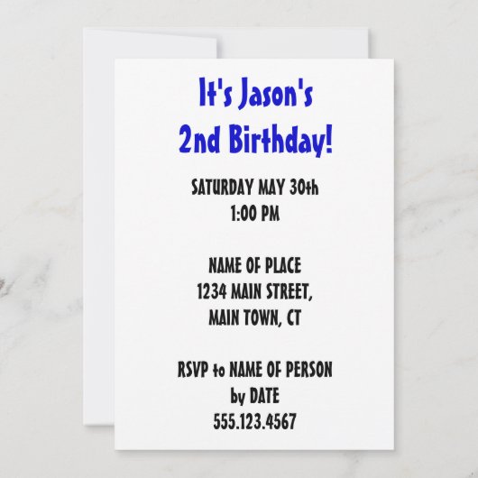 Steigen Sie in den 2 Jahre alten Party ein Einladung (Rückseite)