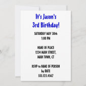 Steigen Sie in den 3-jährigen Party ein Einladung (Rückseite)