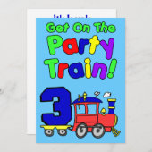 Steigen Sie in den 3-jährigen Party ein Einladung (Vorne/Hinten)