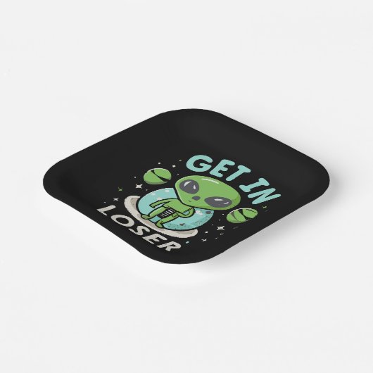 Steigen Sie in Loser Alien UFO Funny ein Pappteller (Gewinkelt)