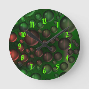 Steigende Blasen (grün und rot) Runde Wanduhr