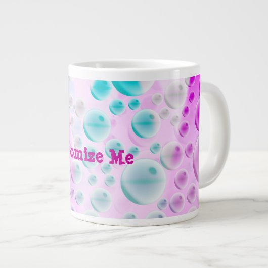 Steigende Blasen (Rosa und Blau) Jumbo-Tasse (Vorderseite Rechts)