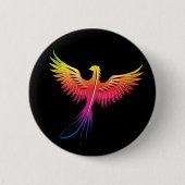 Steigende Flammenfarben Phoenix Button (Vorderseite)